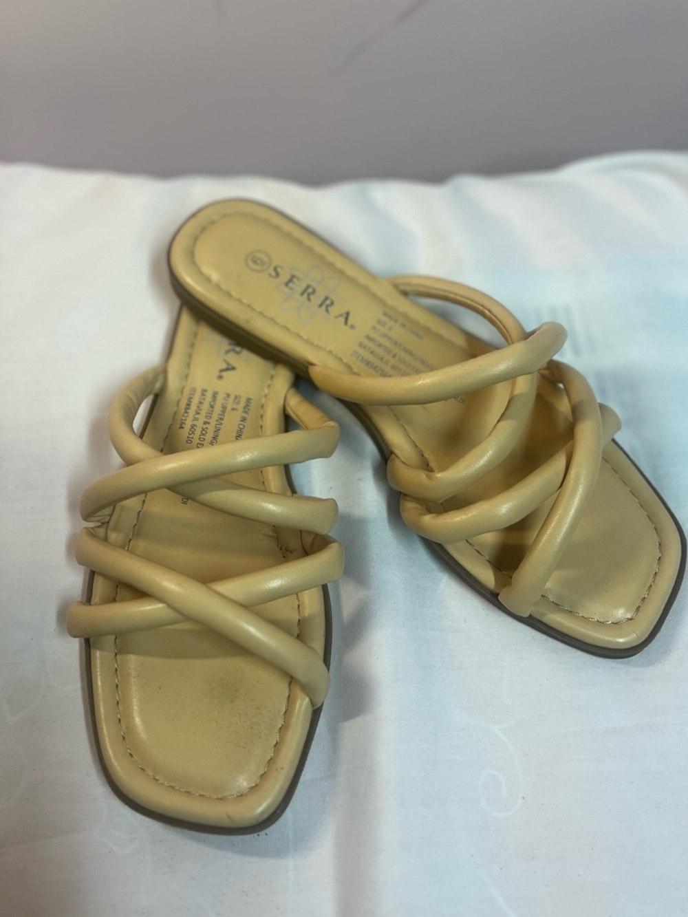 Serra Beige Crisscross Slide Sandals - Picture 2 of 7